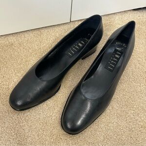 Vintage Amalfi Italy Black Leather Classic Pump Heels Pillow Footbed 11